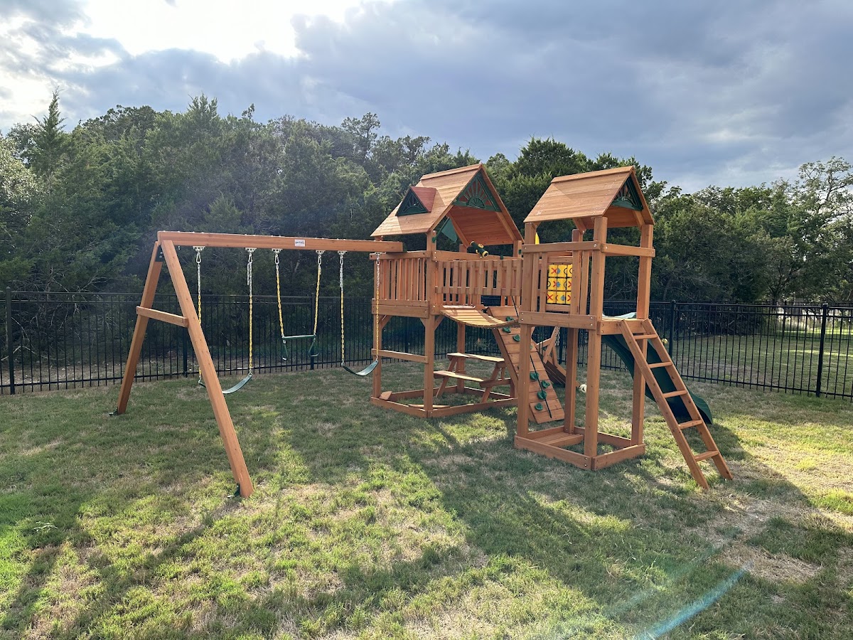 Playset assembled in backyard