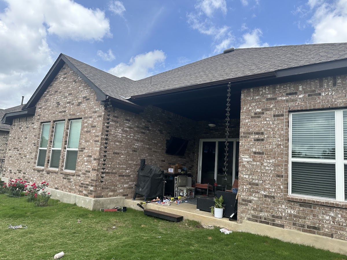 TV mounted on covered patio