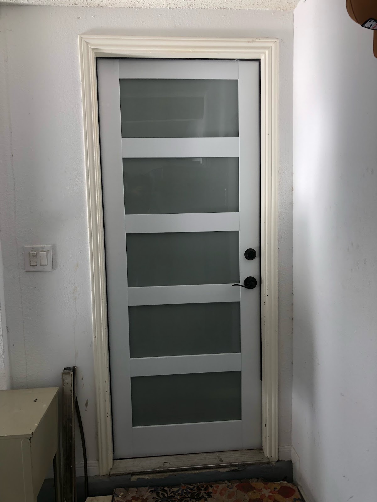 Frosted glass door installed